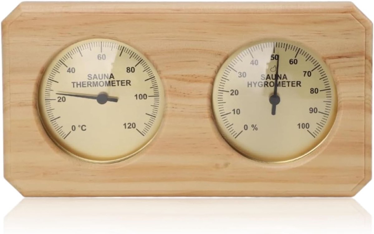 2-in-1 Sauna Thermometer en Hygrometer, Hout Temperatuur en Vochtigheid Meting voor Binnengebruik, Perfect voor Sauna Ruimte en Wellness