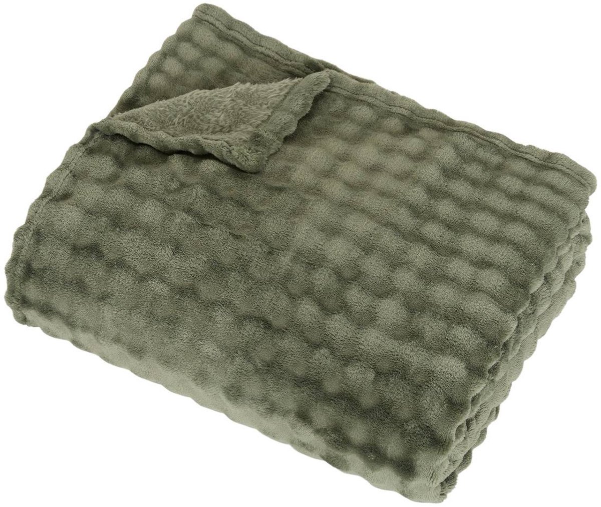 Atmosphera Créateur d'intérieur® Zephy-plaid 180 x 230 cm, imitatiebont, groen Vert kaki