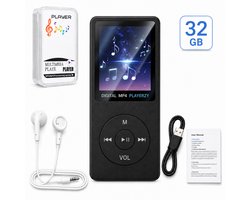 HiFi MP3 / MP4 Speler Bluetooth - Voice recorder - Dicatafoon - FM radio - 32GB geheugen - Zwart