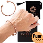 Kopero Premium Koperen Armband – Rond - Puur Koper – Unisex – Verstelbaar – Met Fluwelen Draagzak – Met Luxe Sieradendoosje - Handgemaakt – Ayurveda – Koperen Armband Heren – Koperen Armband Vrouwen – Armband Koper - One Size Fits All