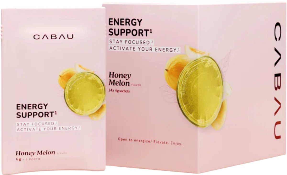 Cabau - Energy Support Sachets – Honey Melon – 14 Self-care Sips met Vitamine B3 & B12 – suikervrij - (14 x 6 gram)