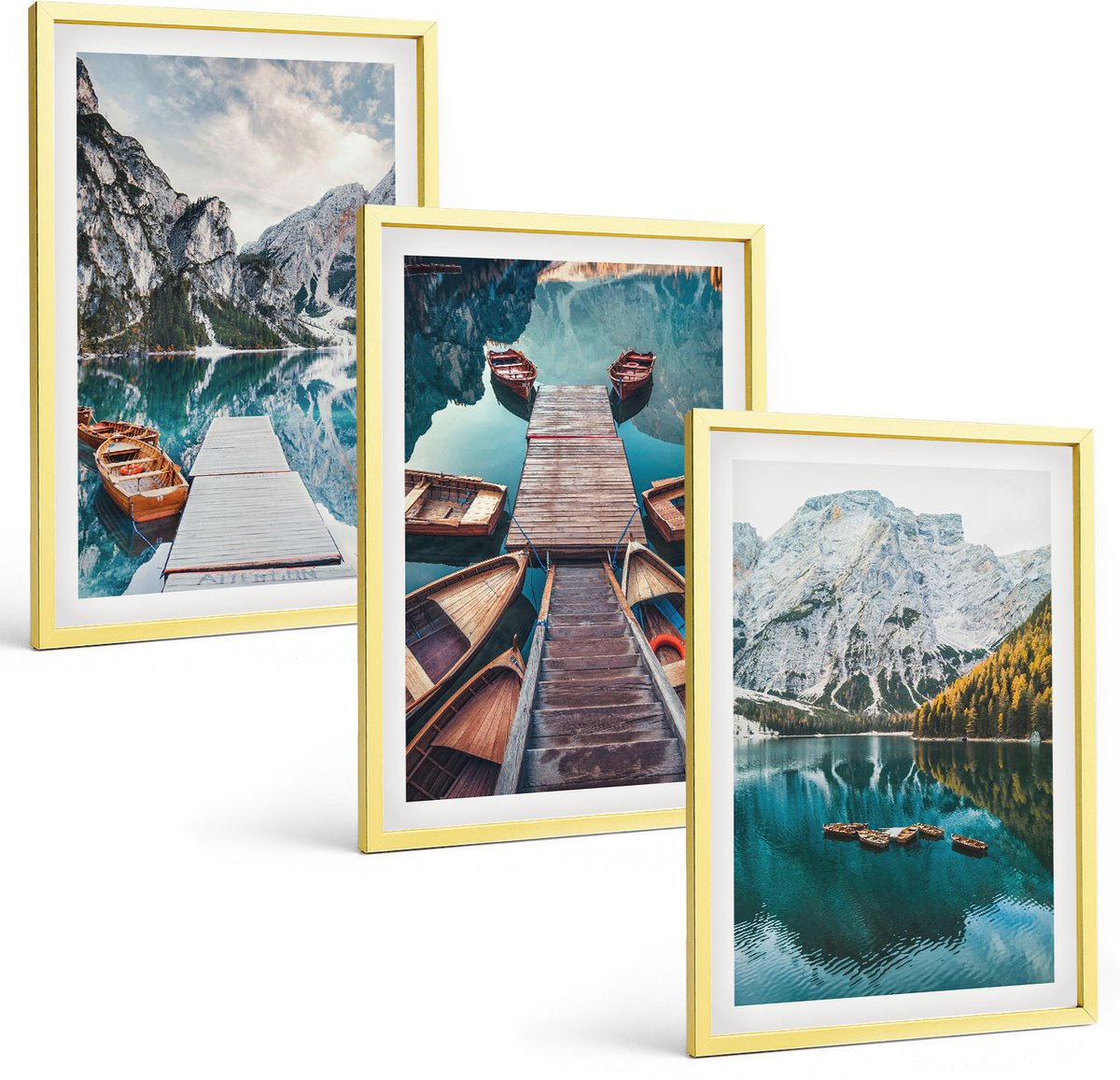 Coloray 3-Delige Schilderij Set - Nachtelijke Hemel Met Sterren En Berglandschap - 40 x 40 cm En 40 x 60 cm - Decoratieve Muurdecoratie - Slaapkamer - Interieur Decoratie