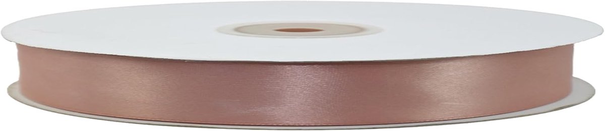 Satijnen lint, dubbelzijdig, 15 mm, rol met 50 meter, kleur: oudroze