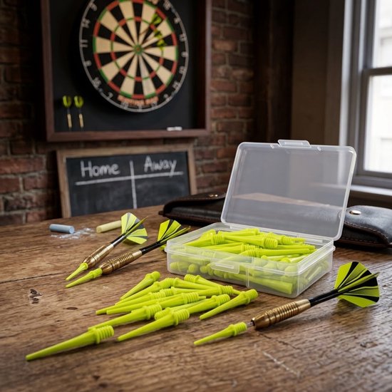 Groene dart tips soft tip set 180 stuks darts accessoires kunststof dart punten vervangbare soft tips voor elektronische dartborden inclusief opbergdoosjes — afbeelding 2