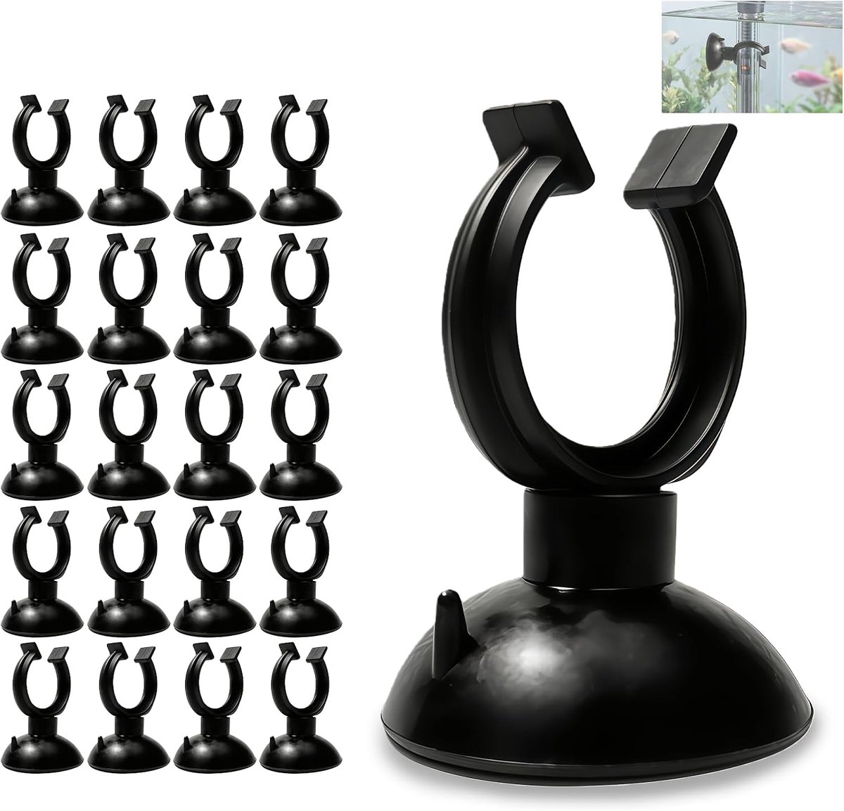 25 stuks- Zuignap voor aquarium- Aquarium zuignapclip - Zuignap Clips -Kunststof zuignappen -slanghouder voor aquarium-aquariumaccessoires- aquariumbenodigdheden-Geschikt voor verwarmingselementen, lampen en waterleidingen-Zwart