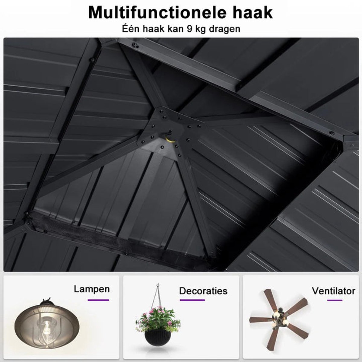Purple Leaf Hardtop pavillon 3,65 x 3 m - gris
