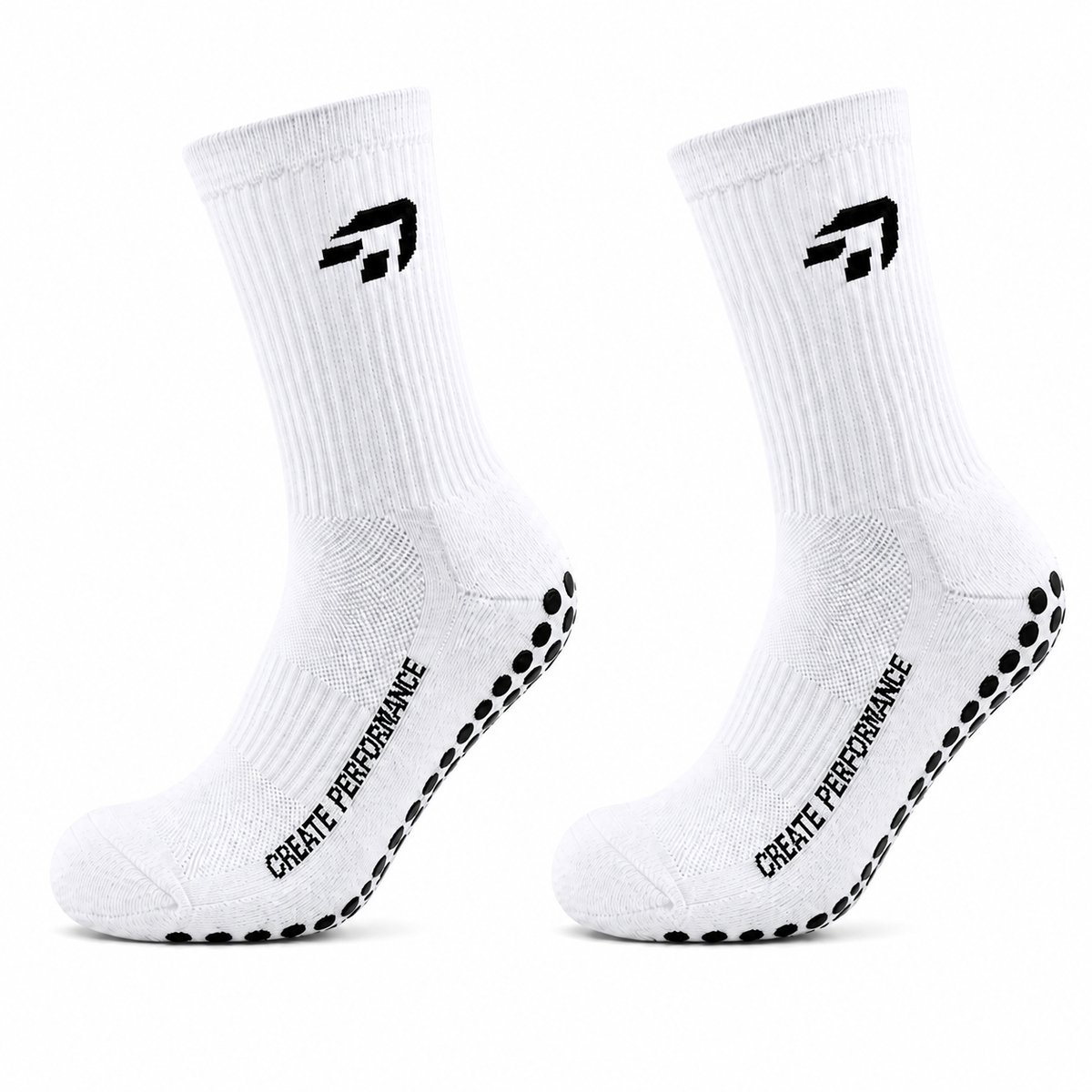 CREATE PERFORMANCE Gripsokken - Voetbal - Performance Sokken - Voetbalsokken - Sportsokken - Maat 34 tot 39 - Anti slip - Wit