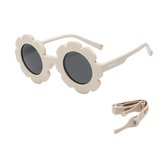 Maesy Baby Zonnebril Fleur - 1 t/m 3 jaar - Elastiek - Flexibel - UV400 Bescherming - Zonnebril Kind Bloem - Beige Ecru