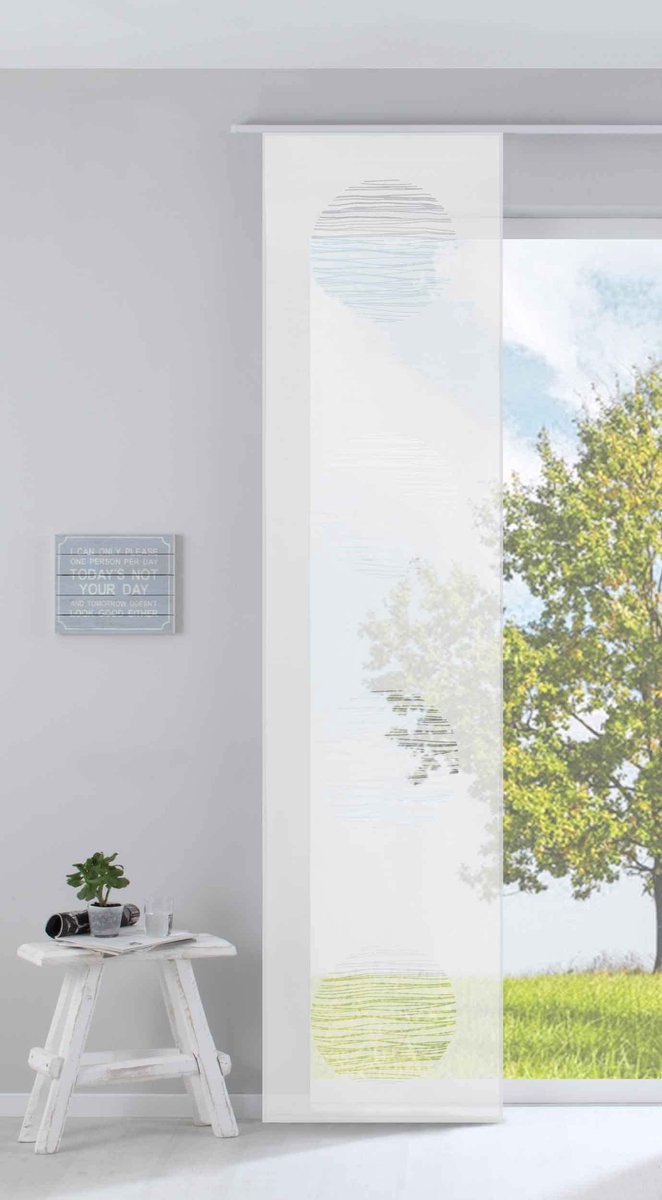 Gordijnkast, modern paneelgordijn, ruimteverdeler, schuifgordijn” cirkel „HxB”, 245 x 60 cm, wit, gemaakt van - ShopVlot