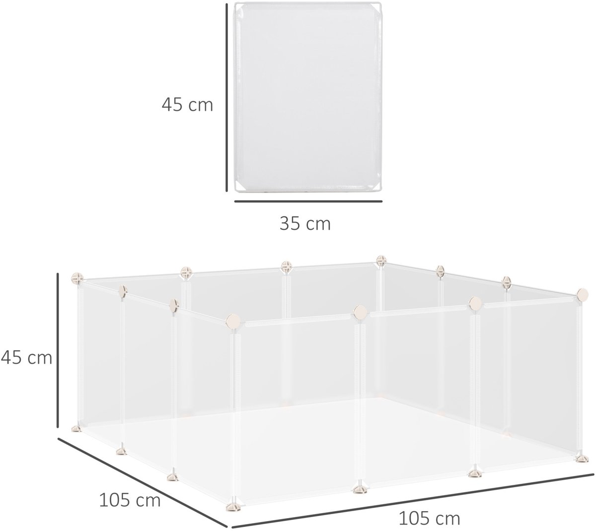 REDOM - Freilaufgehege voor kleine huisdieren - 12 panelen - metaal en kunststof - voor binnen - 105 x 105 x 45 cm thumbnail 5