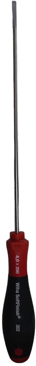 Wiha Schroevendraaier SoftFinish Sleufkop voor diepliggende schroeven 4.0mm x 200mm - 00695