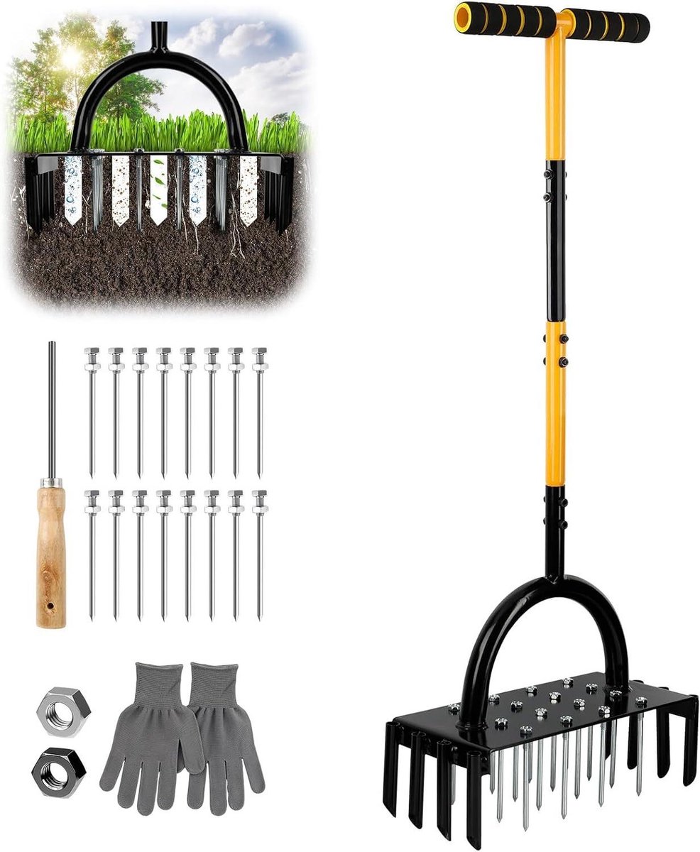 Gazonbeluchter - Vloerbeluchter Hark - Gazon Onderhoud - 17 Massieve Spiesen - 96 cm Lengte - Niet gespecificeerd