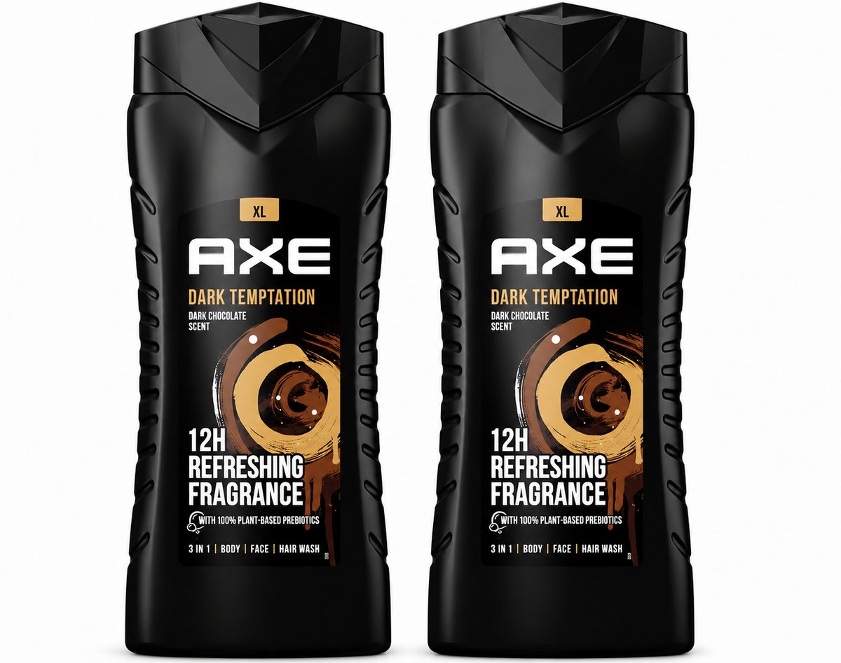 Axe 3-in-1 Douchegel XL Dark Temptation 400 ml - Voordeelverpakking - 2 stuks