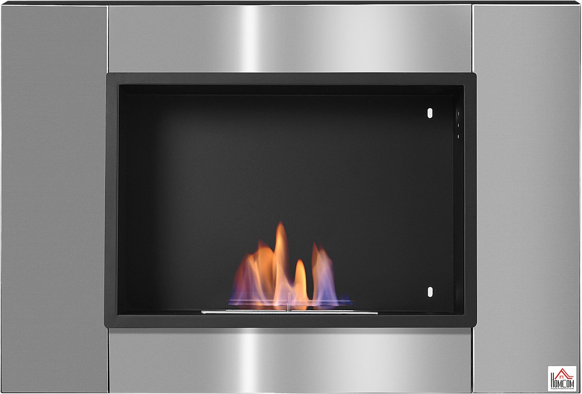 Bio-ethanol haard - bio-ethanol wandhaard - brander van 0,9 l - geschikt voor 25–30 m² - 80L x 14l x 54H cm - roestvrij staal