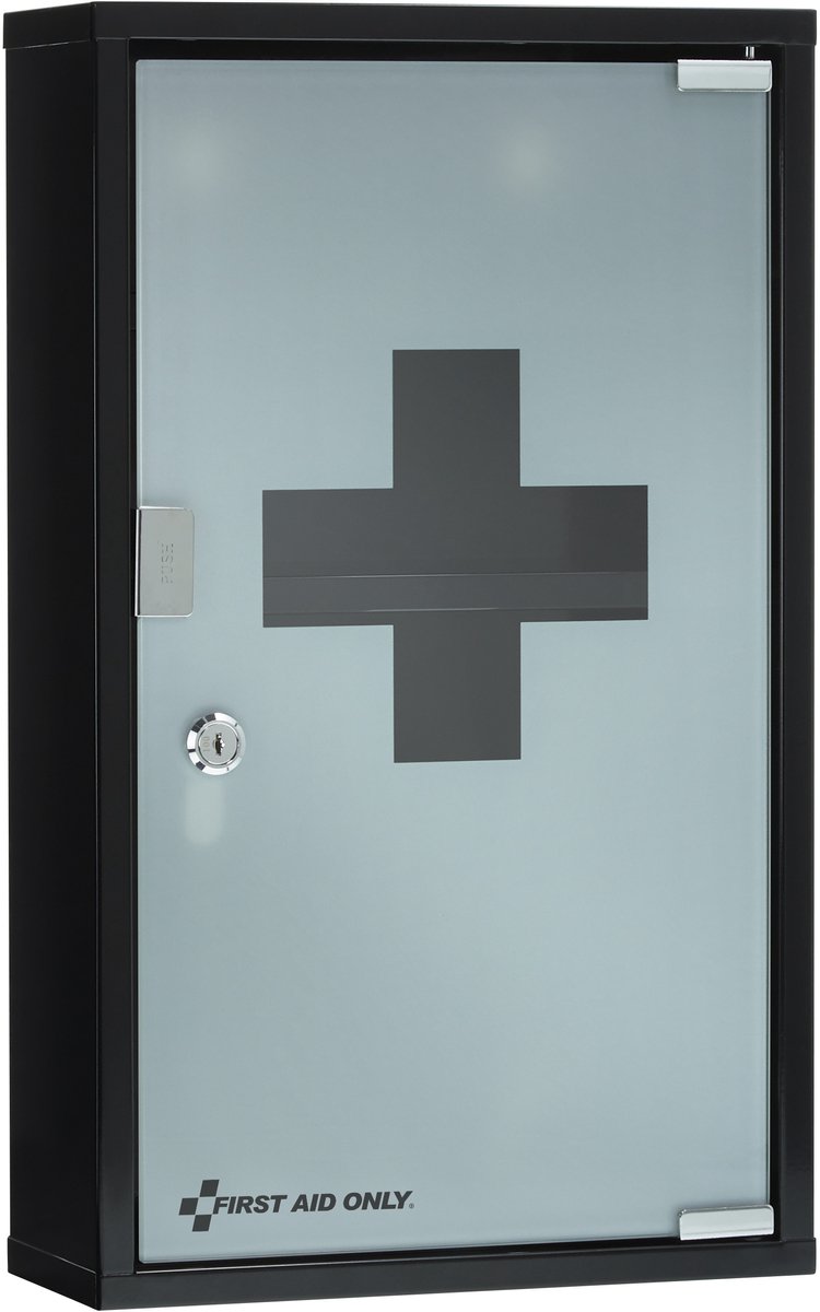 First Aid Only- EHBO-kast DIN 13169 Set B - Zwart metaal afsluitbaar - 300x120x500 mm - AC-P10202-3169