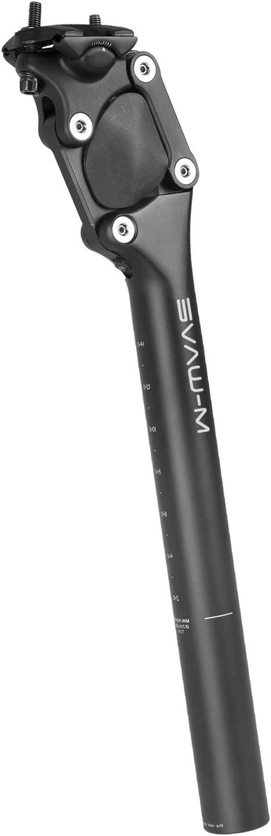 Geveerde Zadelpen - Fietsonderdeel Comfort - Comfortabel Fietsen - Parallellogramvering - 272 mm - Zwart