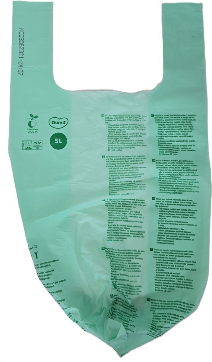 Bio Afvalzakken 5 Liter – 6 Rollen – 60 Stuks – 40 x 37 cm – Composteerbare GFT Zakjes – Biologisch Afbreekbaar