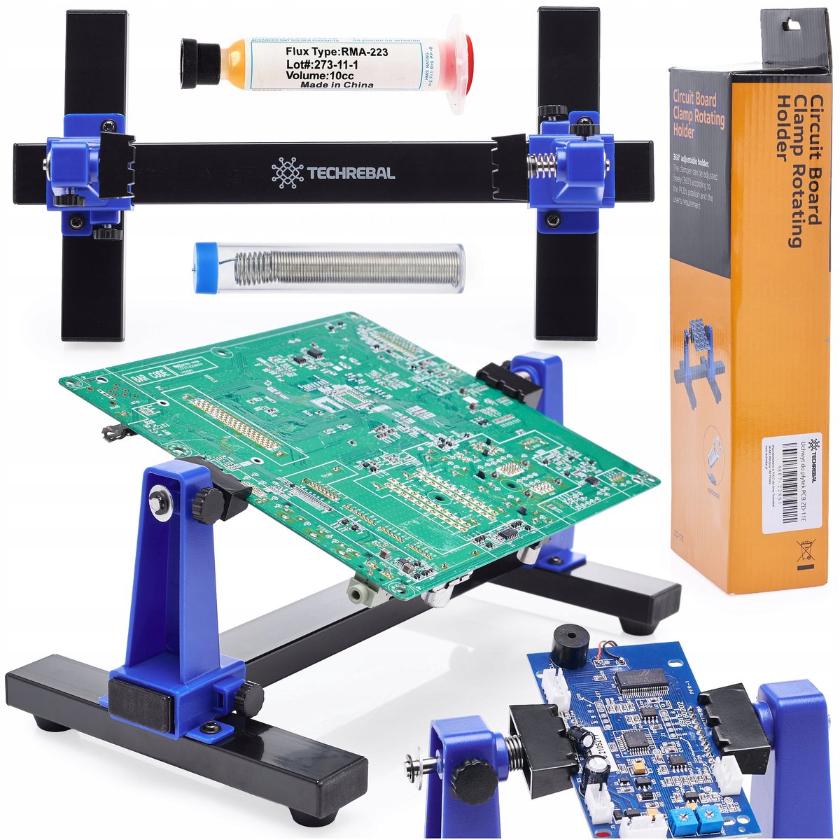 Techrebal ZD-11E PCB-houder met soldeerkit - 360° draaibaar