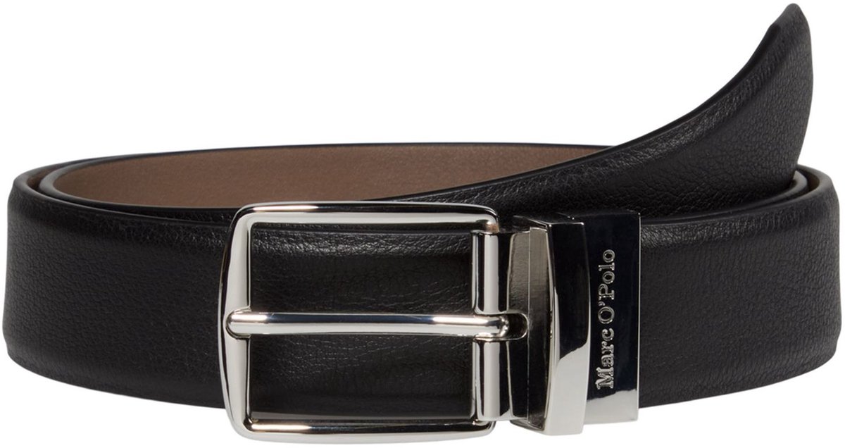Marc O'Polo Leren riem Bodu Belt W90 Black zwart Taupe