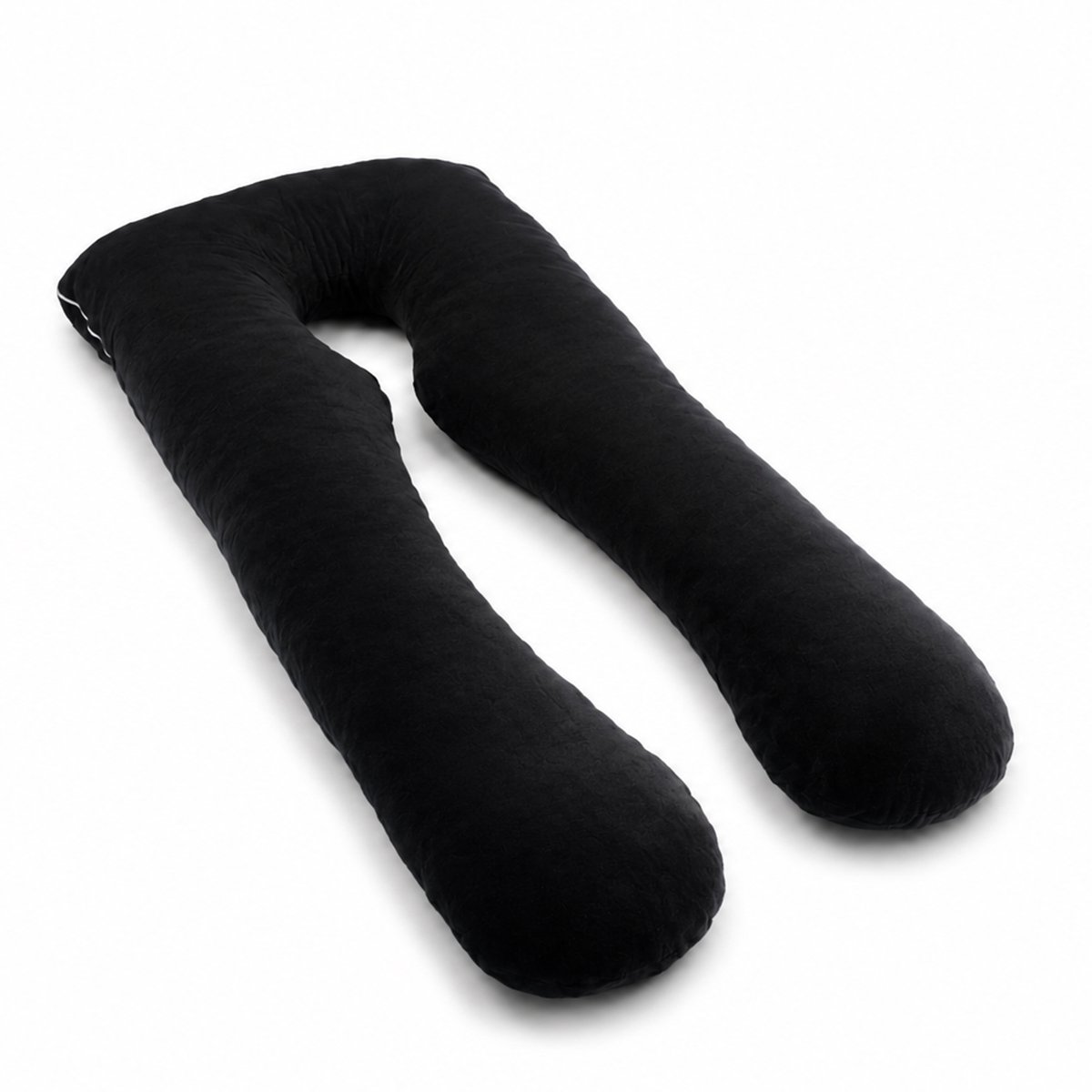Wishdor Zwangerschapskussen - U-vormig lichaamskussen met afneembare hoes - Ondersteuning voor buik en rug - Voor zijslapen en borstvoeding - Fluweel - Zwart - L 140 x B 80 cm