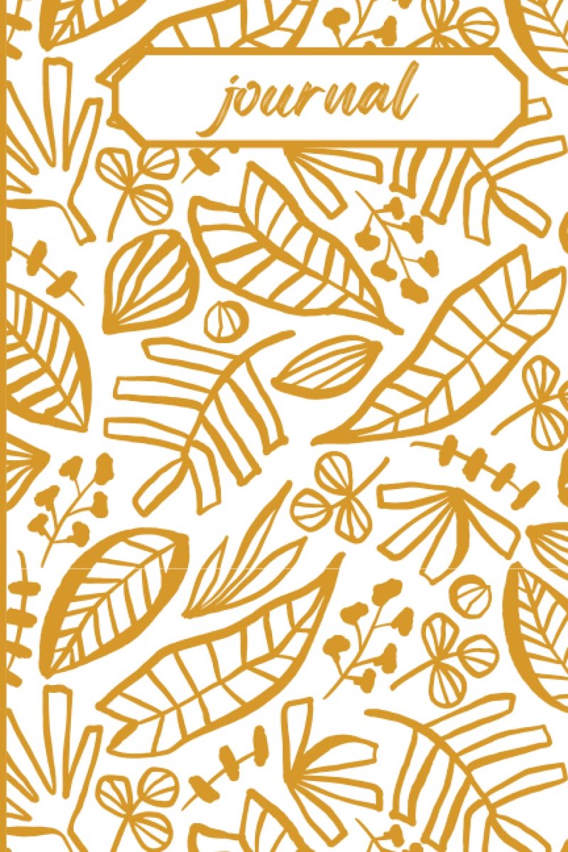 Yellow Plant Journal - Plant Pattern Blank Journal - Yellow Leaves Blank Journal - Mustard Yellow Leaves Journal - ShopVlot