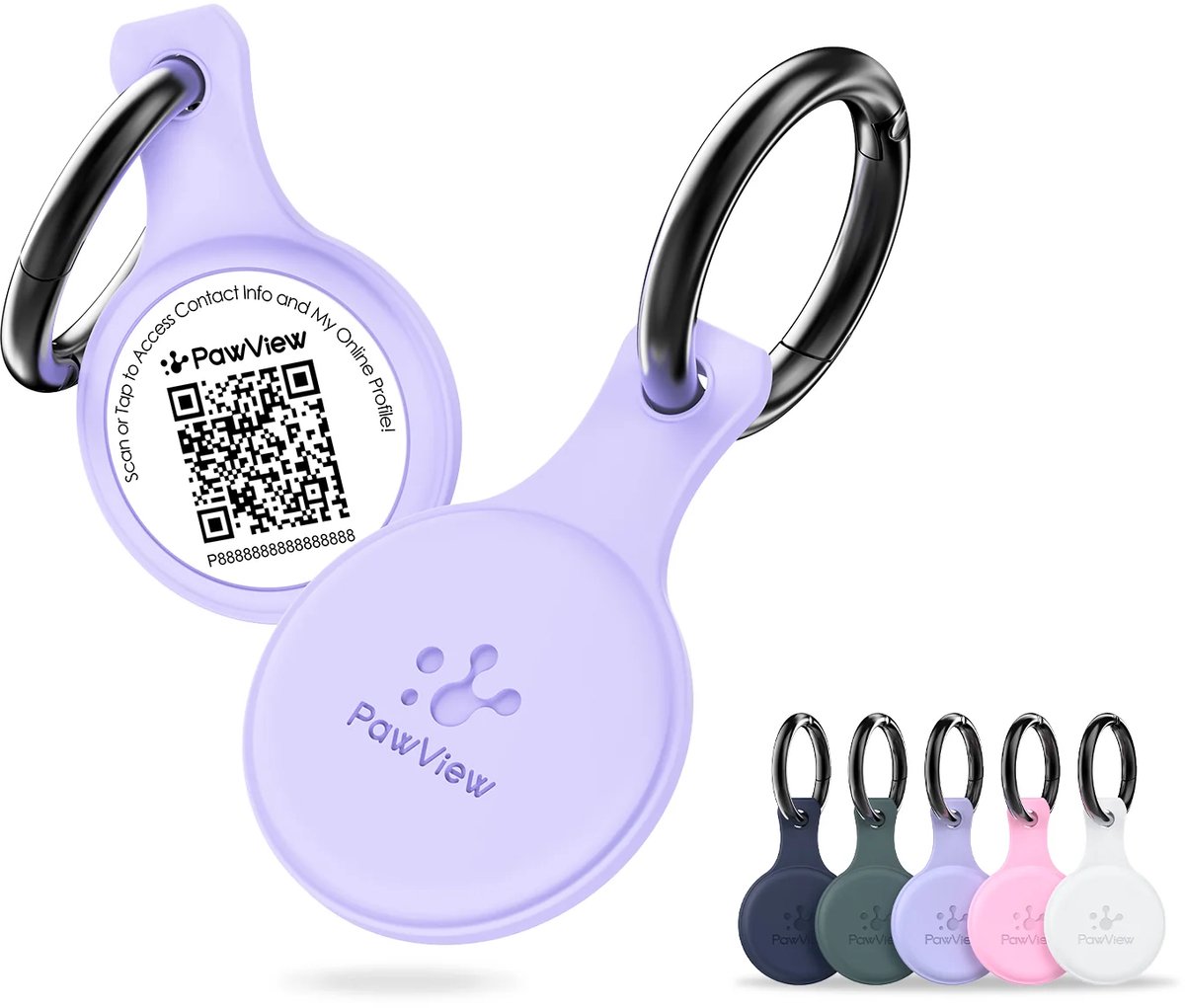 PawsView | Slimme Hondenpenning met QR-Code | NFC | GPS Tracker Hond | Paars |