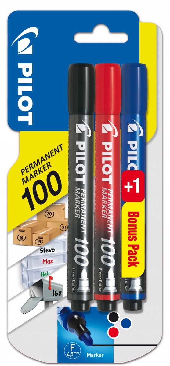 Pilot SCA-100 Permanente Markers Set 3 Stuks (Zwart/Rood/Blauw)