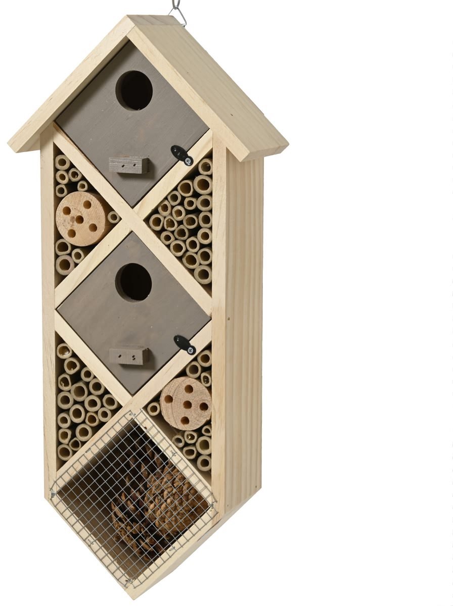 Kaemingk Insectenhotel Ruit Grijs 18 x 42 cm - Grenenhout
