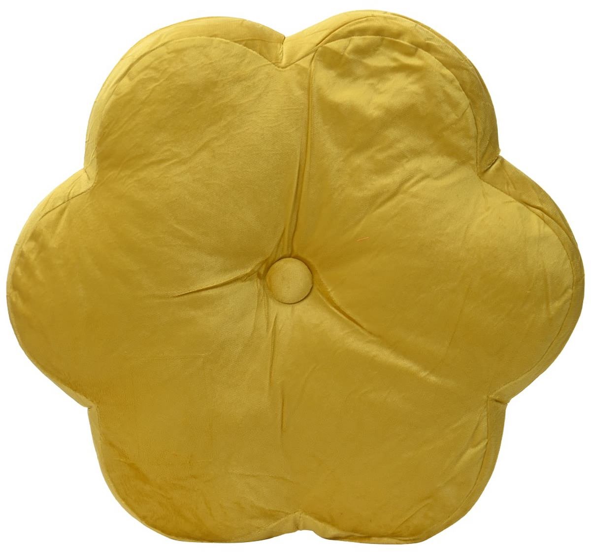 Kaemingk Decoris sierkussen bloemvorm goudgeel 38 cm