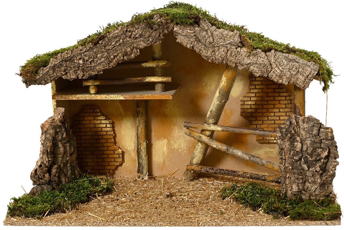 Kaemingk kerststal handwerk FSC hout 35 x 28 x 58 cm