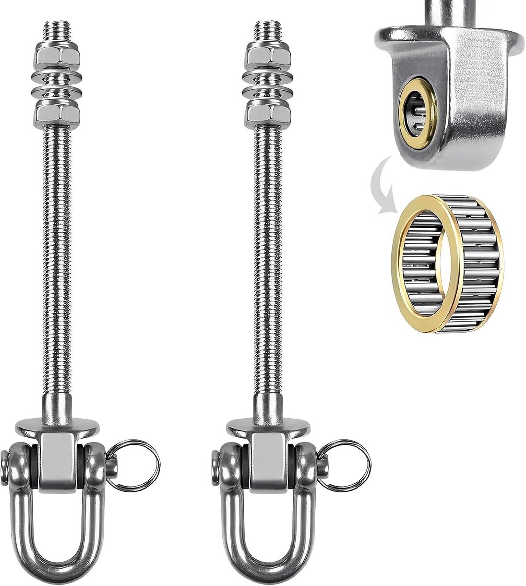 Schommelhaken - RVS - M10 x 180 mm - Zware Belasting tot 680 kg - Voor Schommels en Hangmatten