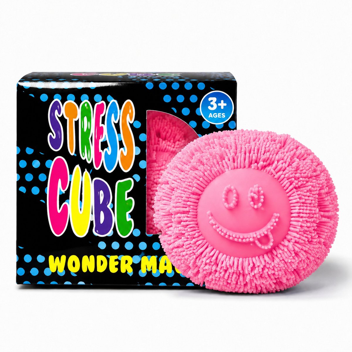 Fidgetbal - Paarse Knijpbal met Smiley en Zachte Noppen - Stressbal voor Kantoor en Thuis