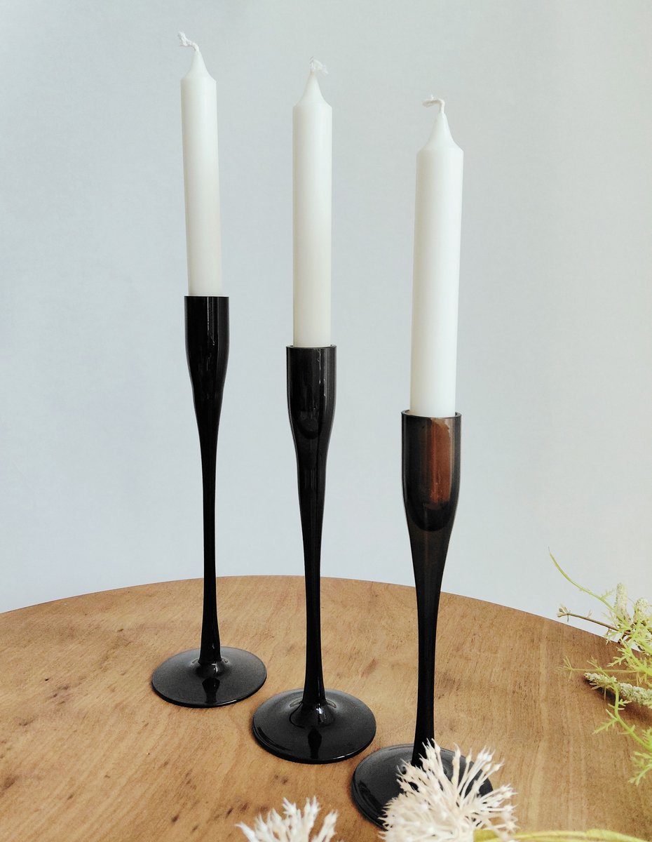 Kandelaar - Set 3 stuks - DK - Jazz Bruin - Glas - Set van 3 stuks - 26, 23 en 20 cm