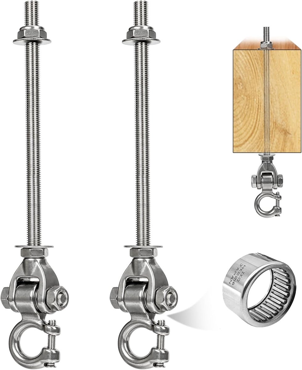 Schommelhaken - Roestvrij staal - M10 - Voor houten balken - Voor schommels en hangmatten