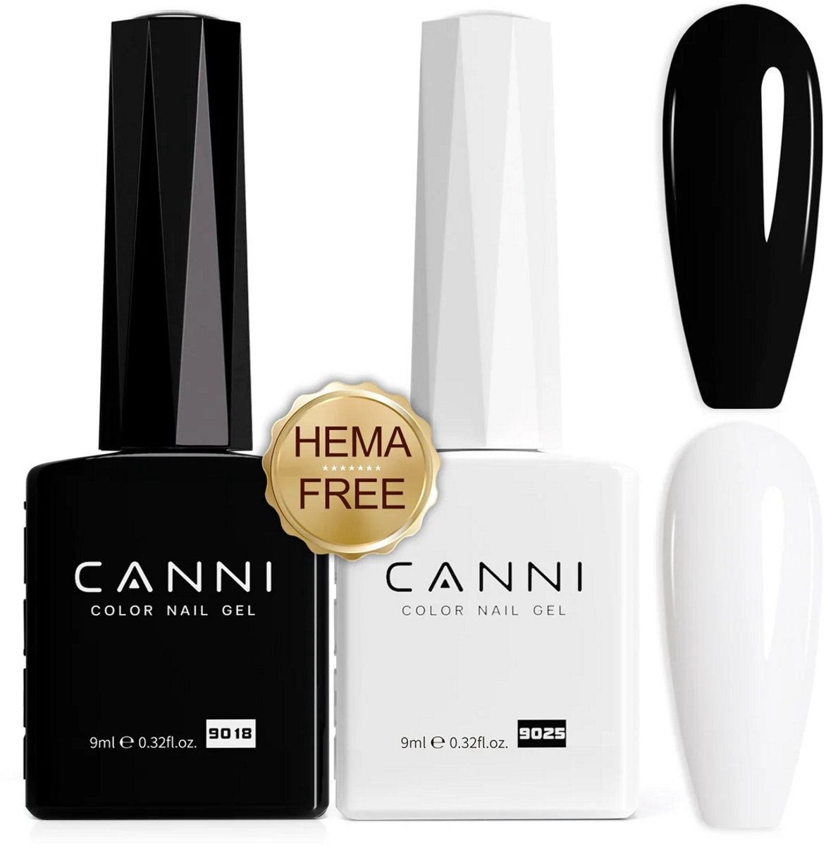 Canni UV Gellak Zwart en Wit Gellak Set - 18 ml (2x 9 ml) - Gellak Starterspakket - Gellak Zwart - Gellak Wit - Gellak Set - Canni Gellak - Gellak Nagellak