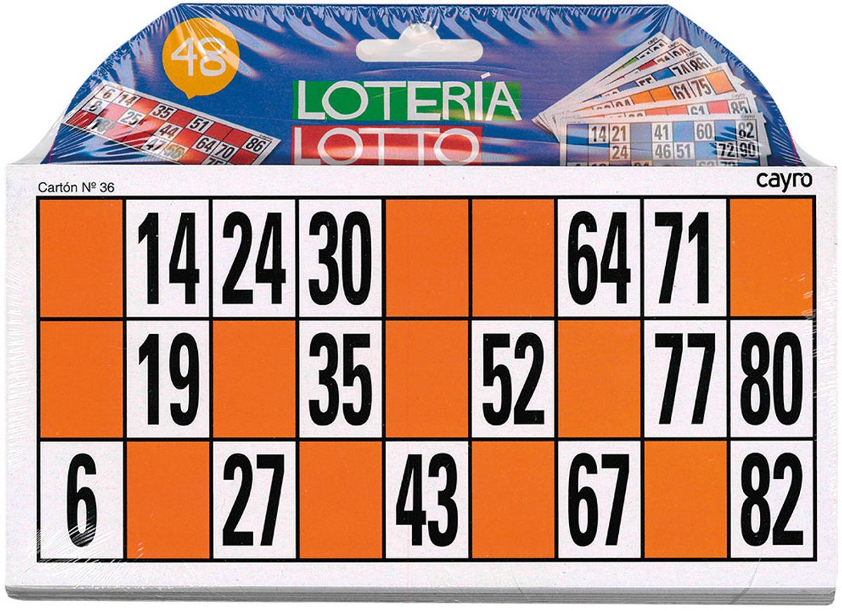 Cayro loterij cartons xxl - bijvulset met 48 bingokaarten - extra grote cijfers voor optimaal zicht - stevig karton - geschikt voor 2 of meer spelers - vanaf 6 jaar - collection
