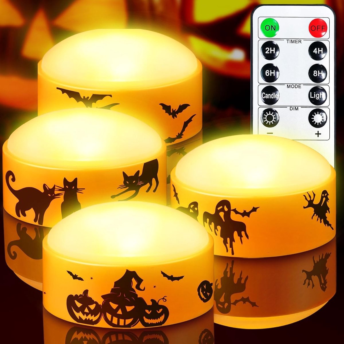 LED Pompoenlicht met Afstandsbediening - Oranje - Batterijgevoed - Vlamloos Flikkerend Licht voor Halloween Decoraties