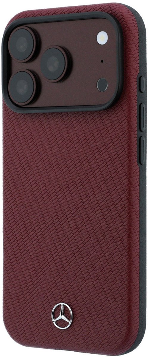 Mercedes-Benz Backcover hoesje voor Apple iPhone 18 Pro Max - Magsafe PU Leather Semi Wrap Wood Effect - Burgundy van Mercedes-Benz — afbeelding 2