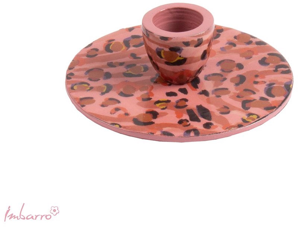 Imbarro Home & Fashion - Kandelaar Flori Iron - Roze - 10.5 X 10.5 X 4 cm