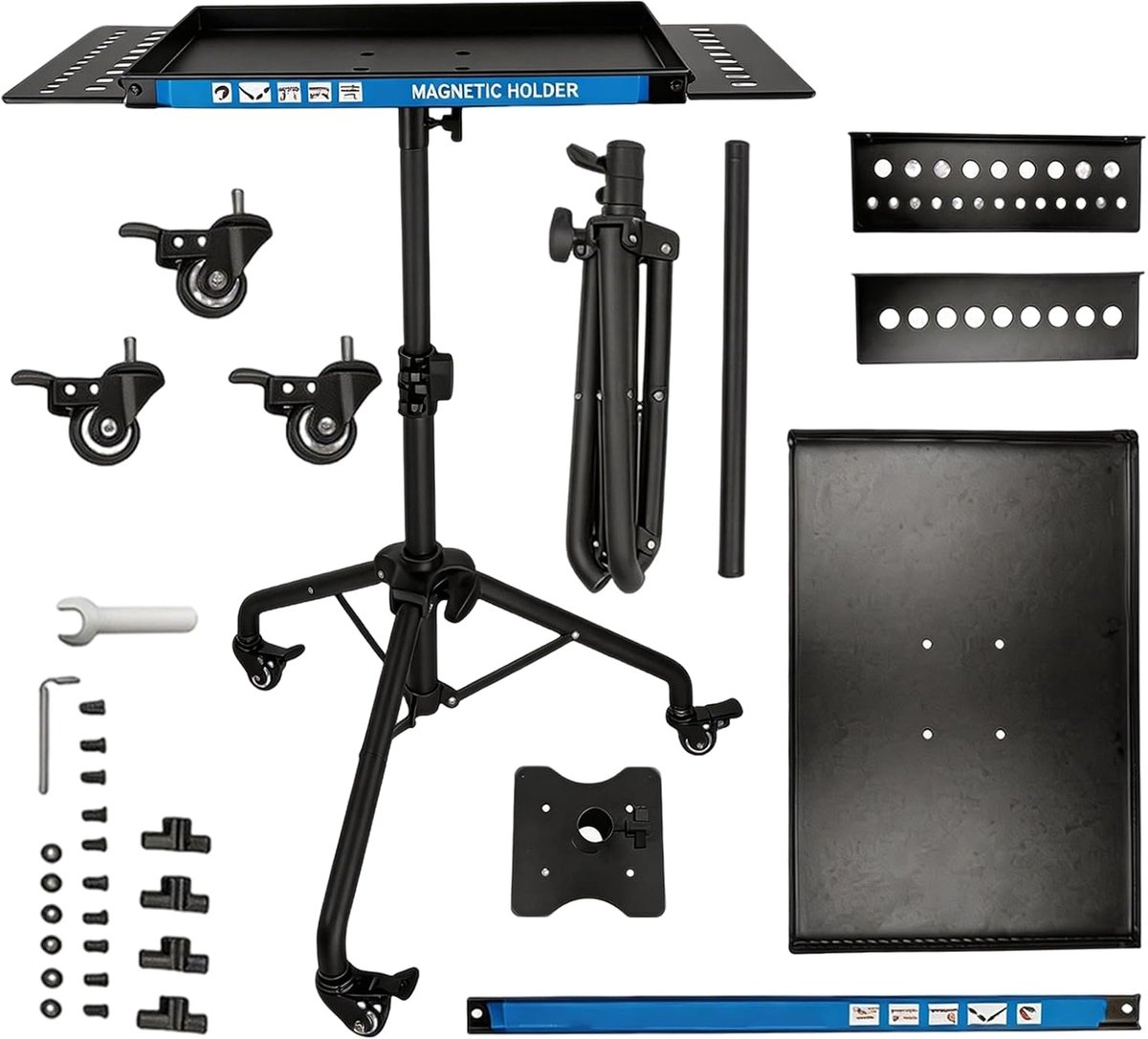 Roll Gereedschapskist, mobiele werkbank met magneetstriphouder, in hoogte verstelbare tattoo-trolley van metaal - ShopVlot