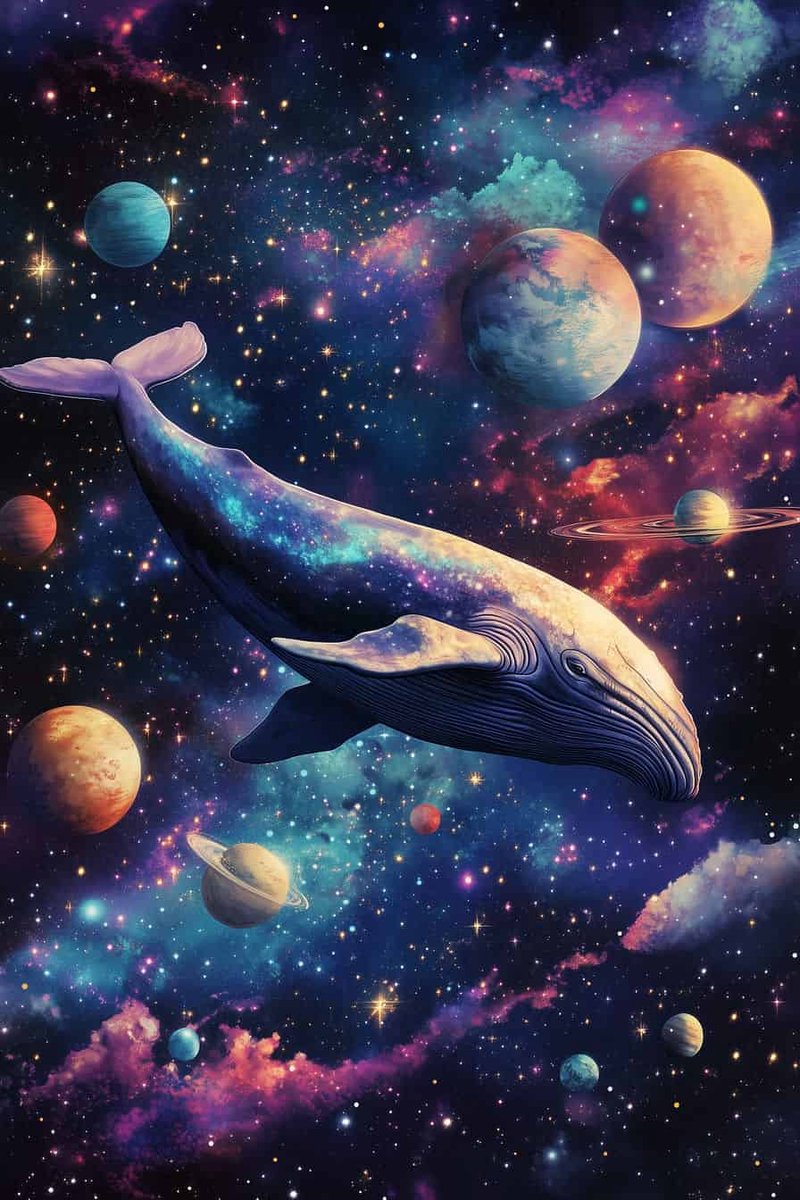 Walvis Poster - Heelal - Dier - Ruimte - Mysterieus - Avontuur - Kinderkamer - Kinder - posters - formaat 70x100cm - Wanddecoratie - L4088