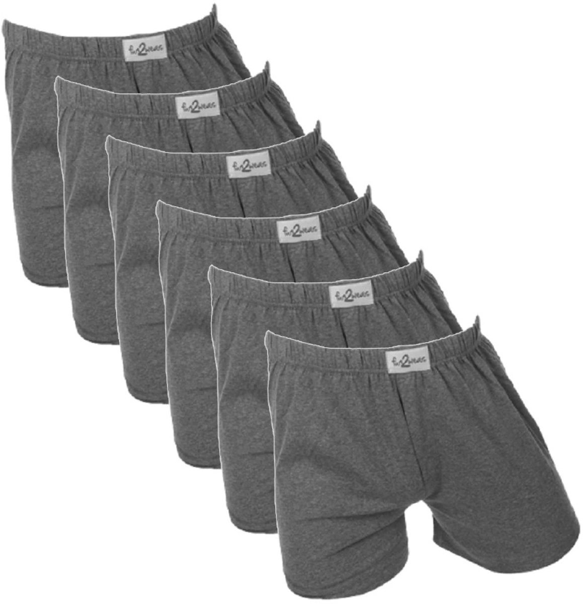 Fun2wear/Funderwear heren boxershorts - 6-pack - maat M - Uni antraciet