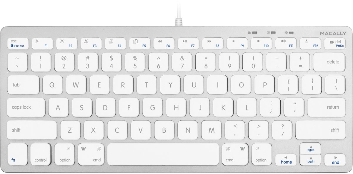 Macally UCASLIMKEYCA Compact bedraad USB-C en USB-A toetsenbord voor Apple Mac en iPad - Witte toetsen - U.S. Engels (QWERTY) layout — cadeau in Elektronica - foto 3