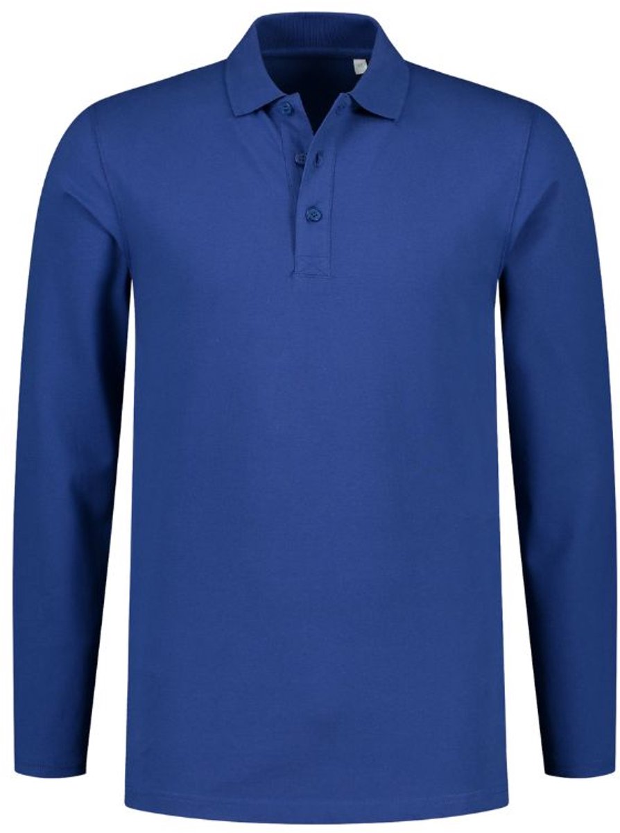 Lemon & Soda polo met lange mouwen voor heren in de kleur Royal blue in de maat S