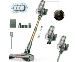 Laresar V12 Draadloze Steelstofzuiger – 2 Uur Snelladen – 65 kPa / 600W – Tot 60 min Accuduur – LED Touchscreen – V-Vormige Anti-Klit Borstel