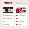 Vergelijking tussen de Phomo digitale camera en een wegwerpcamera.