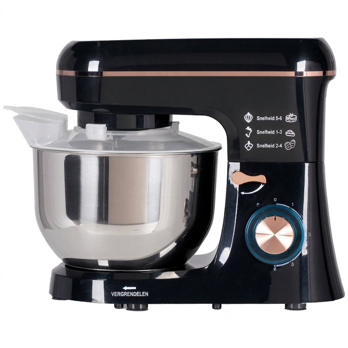 Keukenmachine 1400 W Zwart – 5,5 L RVS Kom – 6 Snelheden – Kantelbare Kop – Staande Mixer voor Thuisbakkers en Professioneel Gebruik