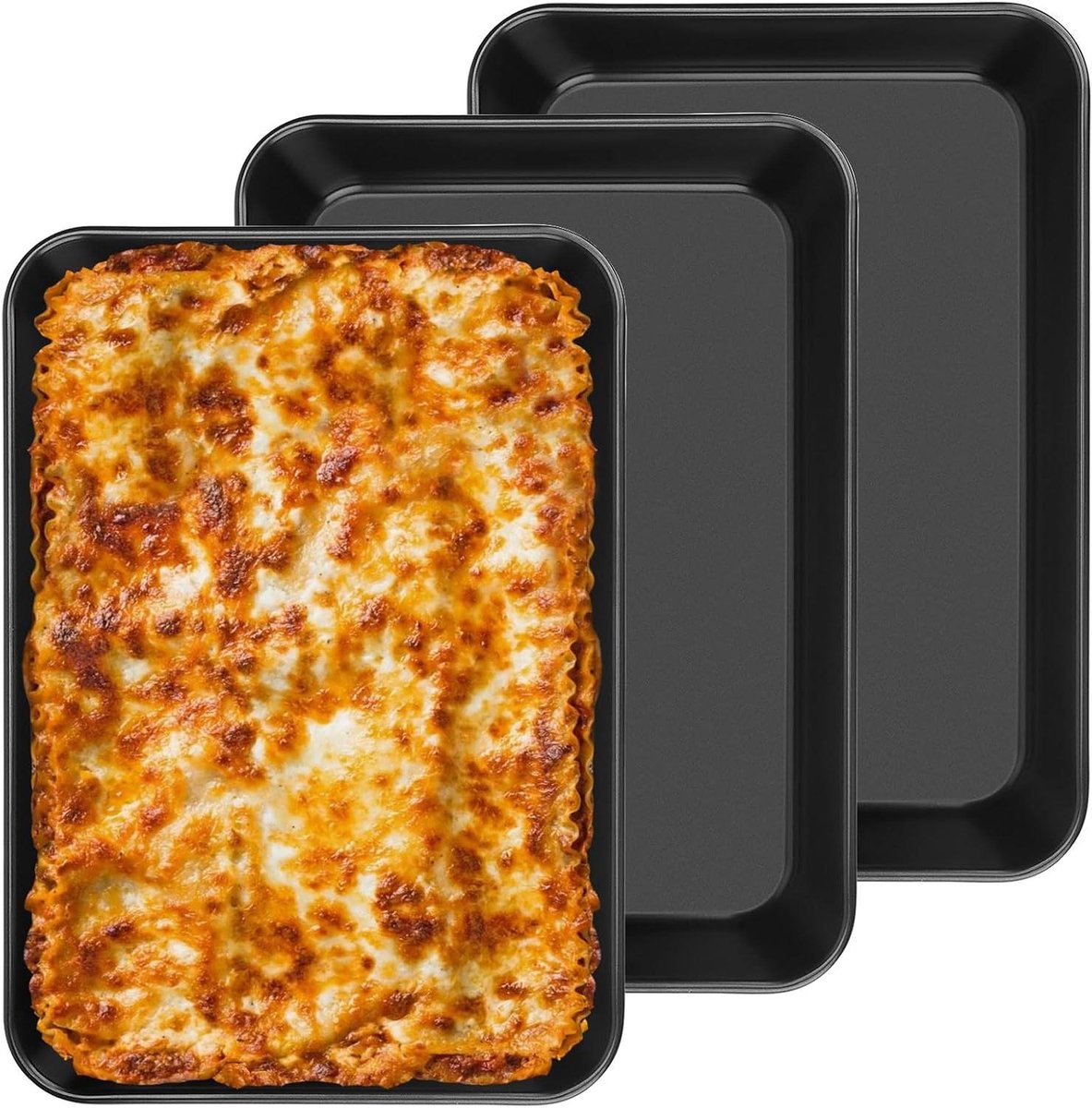 Bakvorm Set - Ovenschaal Rechthoekig - Cakes Brood Bakken - Stevig Carbon Staal - 34 x 24 cm - Zwart