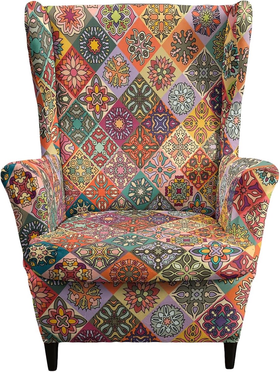 Multicolor Wasbare Stoelhoes voor Retro Wing Chair - Meubelbescherming voor Woonkamer, Slaapkamer en Hotel