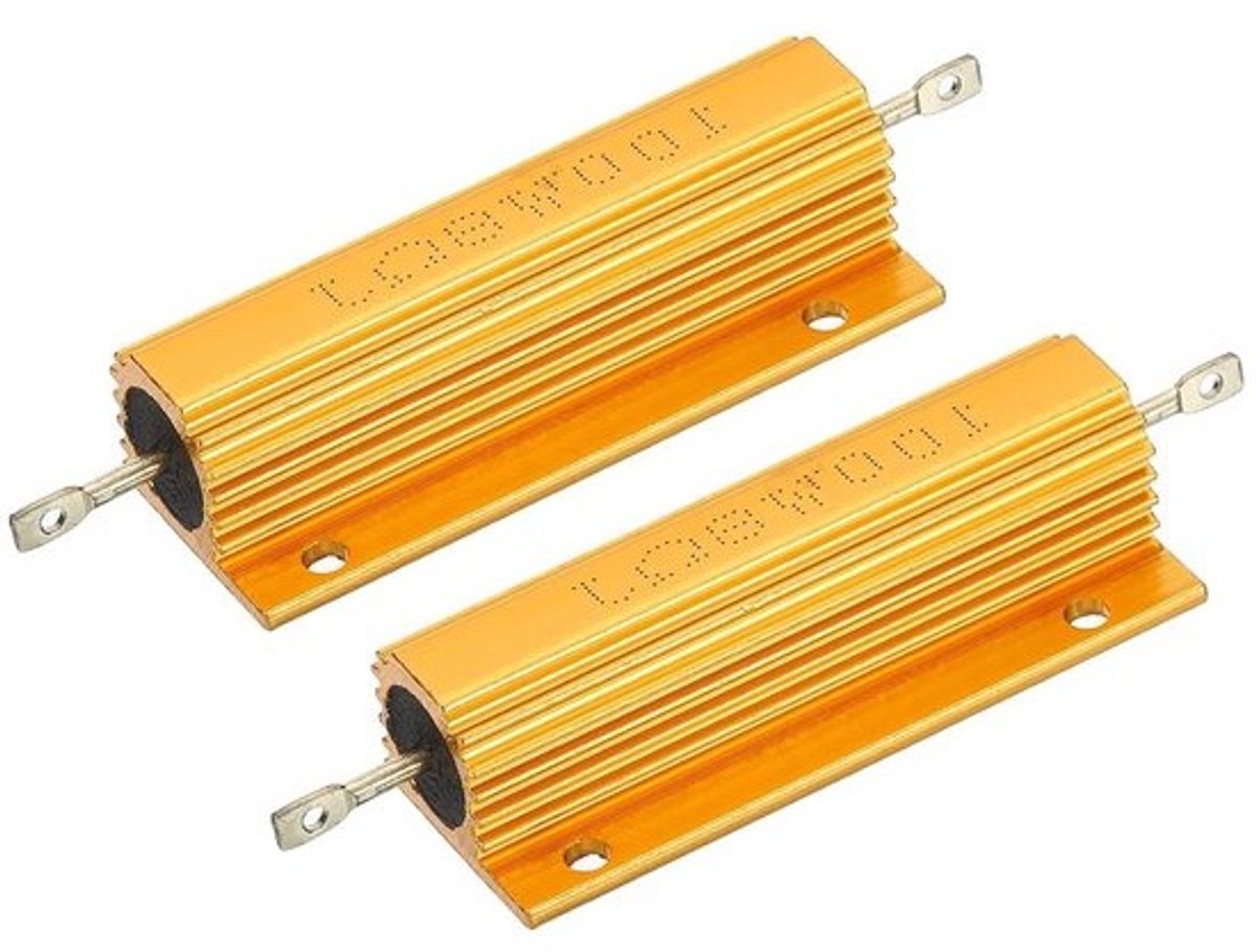 Schroefweerstanden - Aluminium behuizing - Elektronicaprojecten - 100W vermogen - 8 ohm - Goud